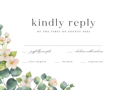 Botanical & white flowers - rsvp card