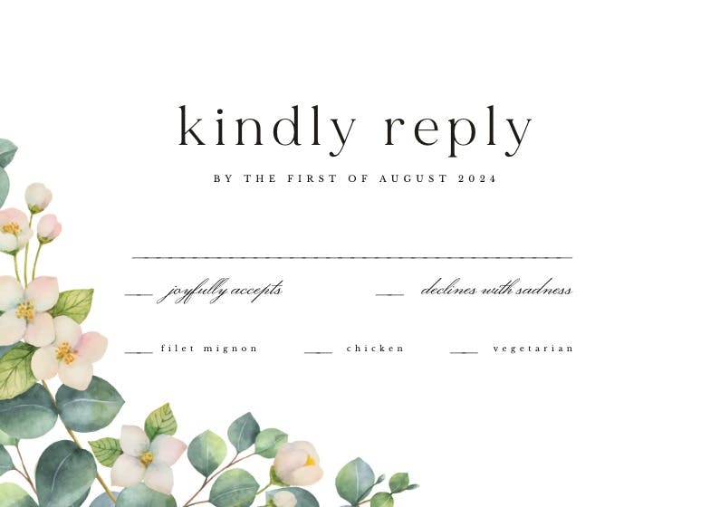 Botanical & white flowers -  tarjeta de confirmación de asistencia a eventos