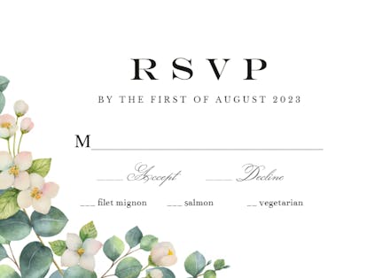 Botanical & White Flowers - RSVP Card Template (Free) | Greetings Island