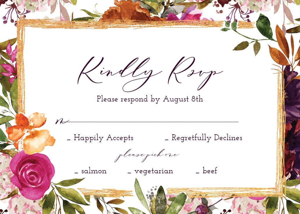 Burgundy flower - rsvp card