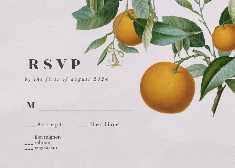 Citrus tree -  tarjeta de confirmación de asistencia a eventos