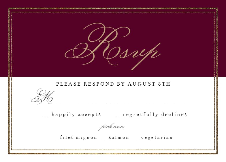 Classy wedding -  tarjeta de confirmación de asistencia a eventos