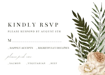 Cream Bouquets - RSVP card Template (Free) | Greetings Island