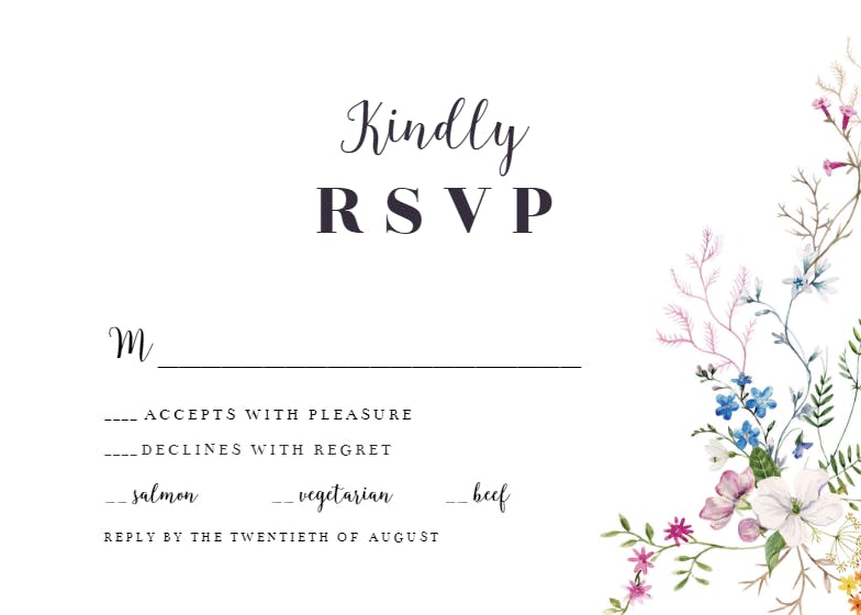 Dainty Flowers - RSVP Card Template (Free) | Greetings Island