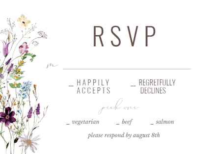 Dainty Wild Flowers - Rsvp Card Template (free) 