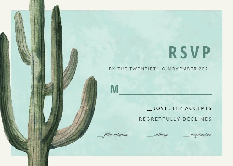 Desert cactus -  tarjeta de confirmación de asistencia a eventos