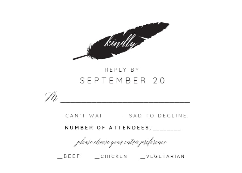 Dipped feathers - rsvp card