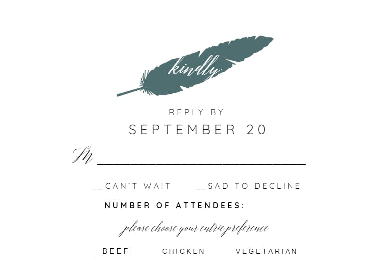 Dipped feathers - rsvp card