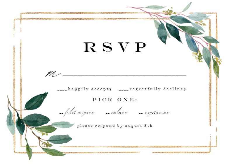 Double frame & leaves - rsvp card