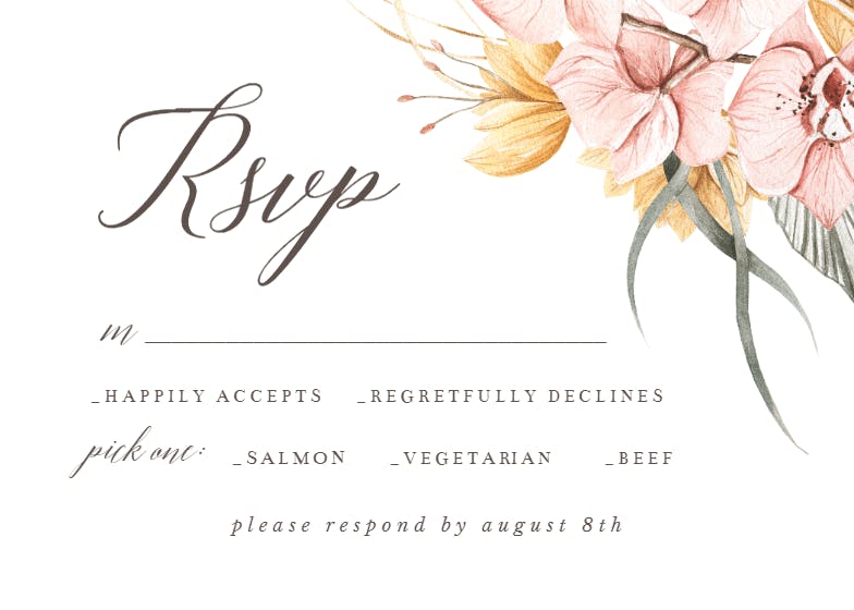 Dusty pink orchids - rsvp card
