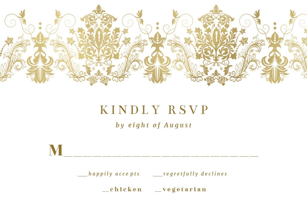 Elegant damask rsvp - rsvp card