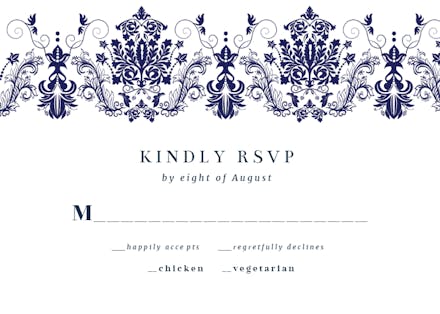Elegant damask rsvp - rsvp card