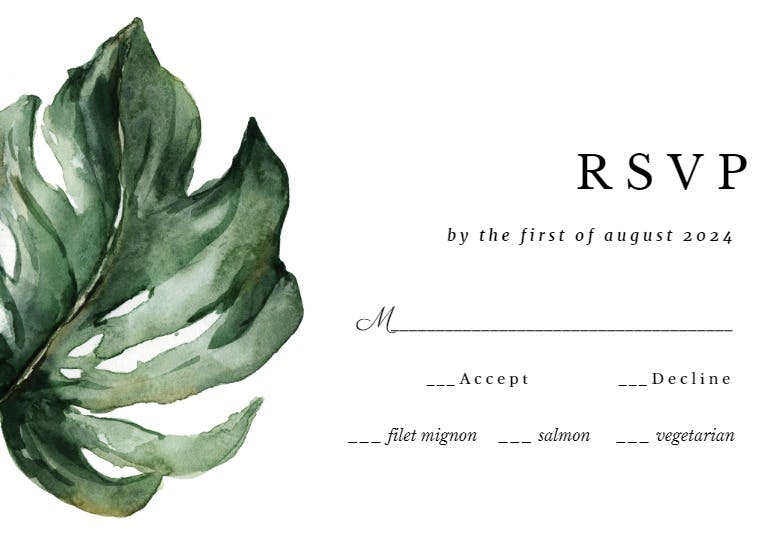 Elegant palm leaves - rsvp card