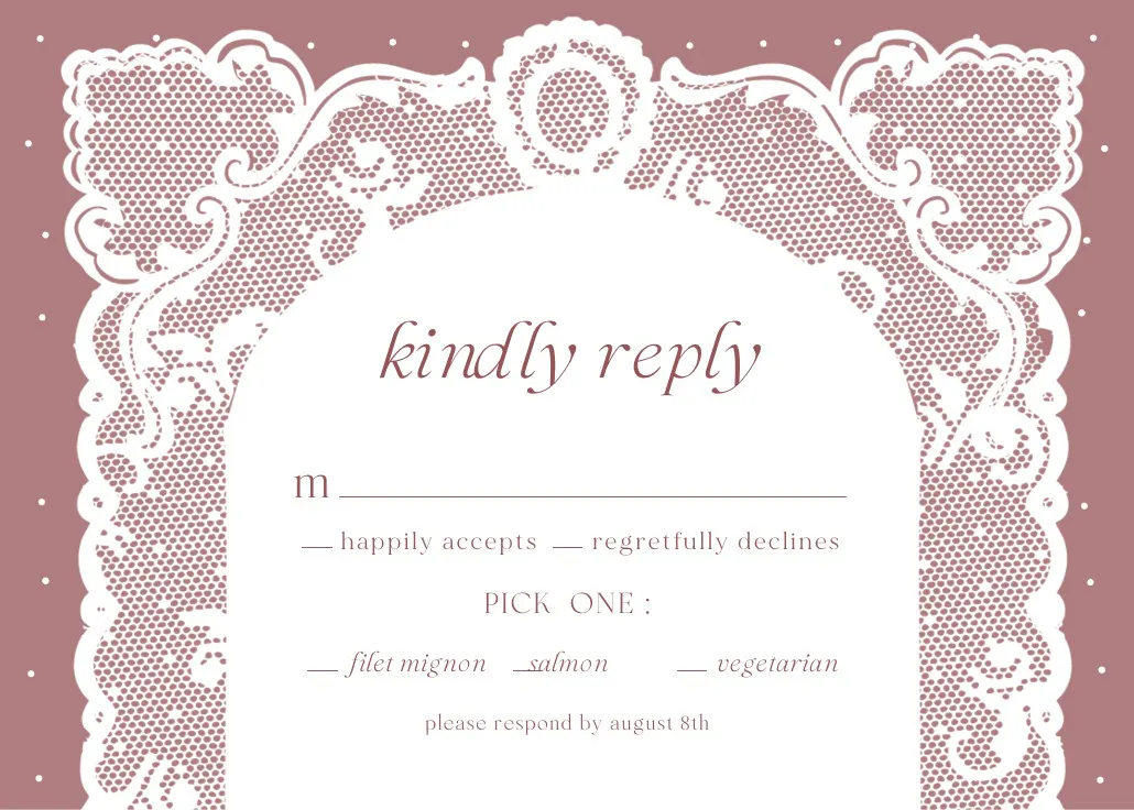 Encaje fino - biglietto di risposta