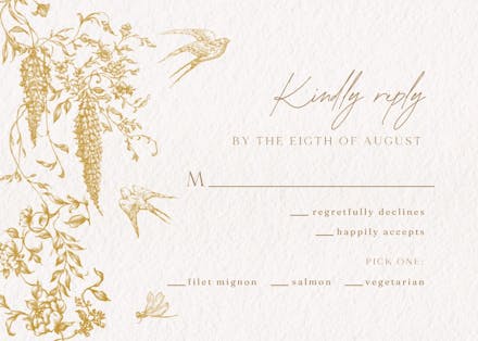 Etched autumn florals - rsvp card