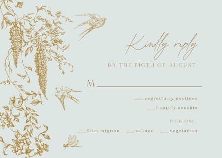 Etched autumn florals - rsvp card