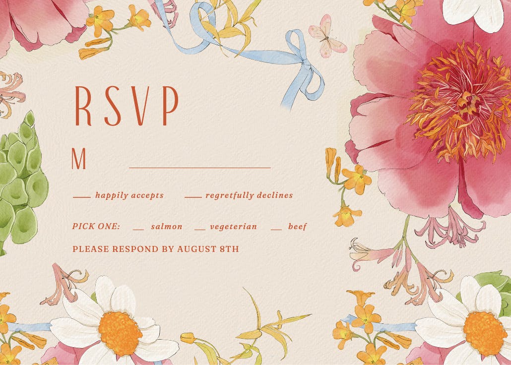 Eternal peonies - rsvp card