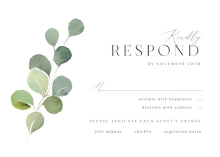 Eucalyptus leaves - rsvp card