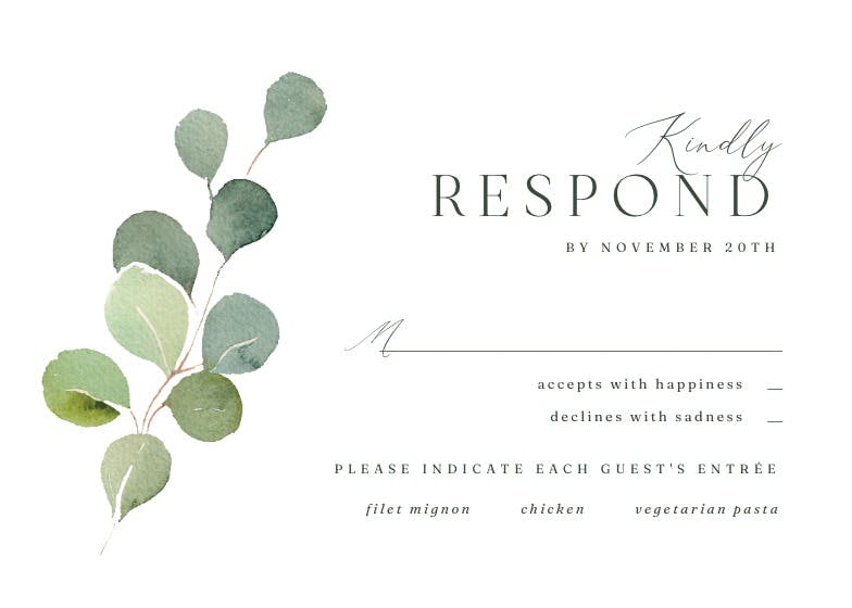 Eucalyptus leaves -  tarjeta de confirmación de asistencia a eventos