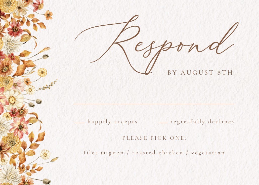 Fall for you - rsvp card
