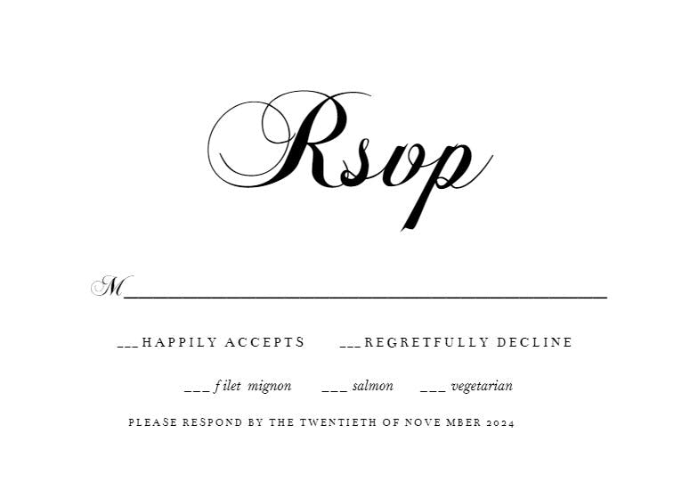 Fancy script - rsvp card