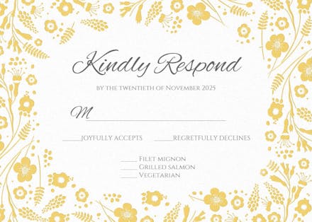 Ferns and flowers frame - rsvp card