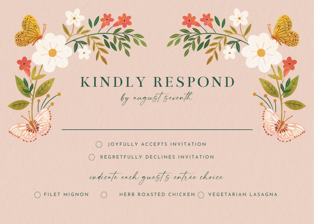 Flora & fauna - rsvp card