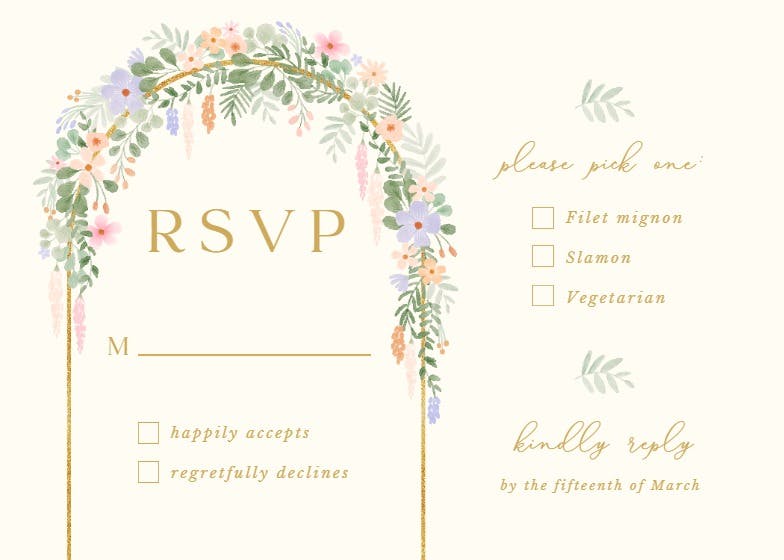Floral arch -  tarjeta de confirmación de asistencia a eventos