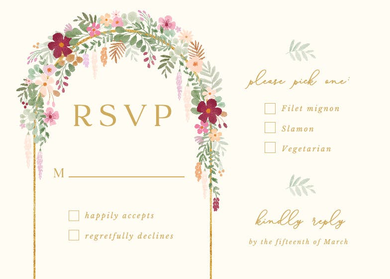 Floral arch - rsvp card