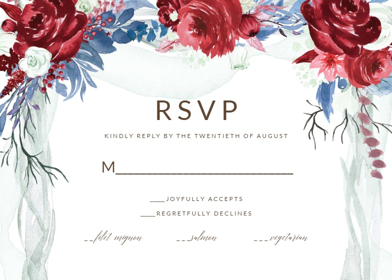 Floral canopy -  tarjeta de confirmación de asistencia a eventos
