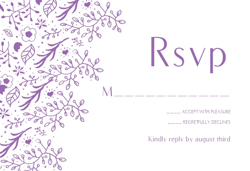 Floral decorations - rsvp card