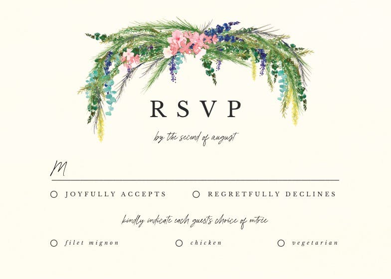 Floral pine - rsvp card