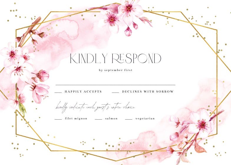 Floral sakura -  tarjeta de confirmación de asistencia a eventos