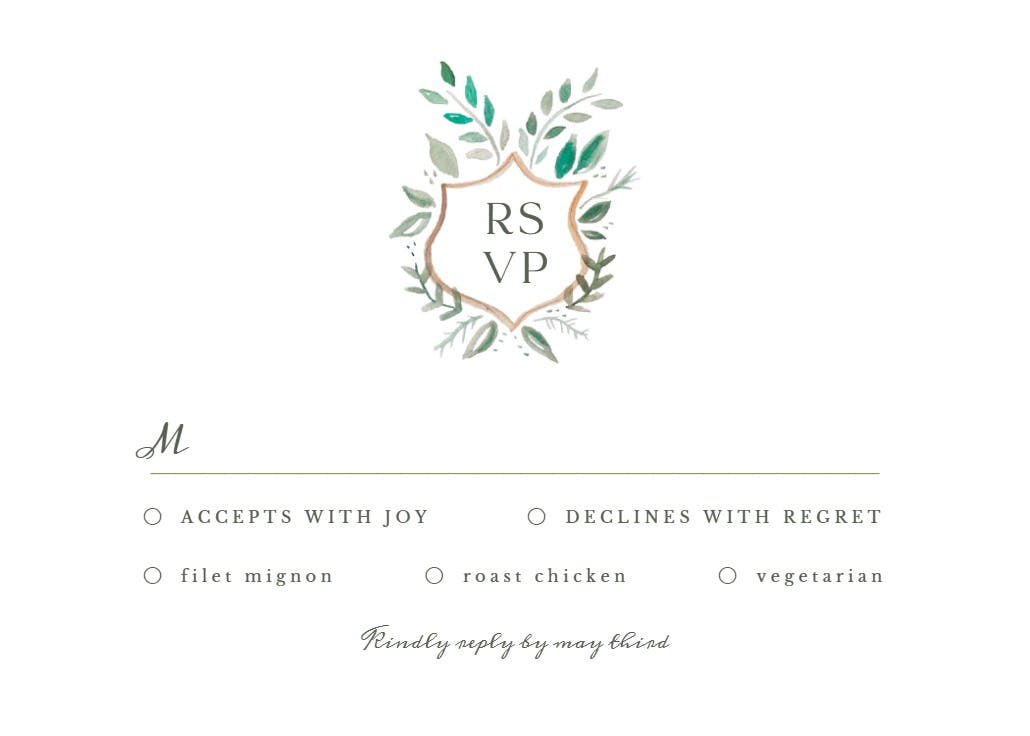 Floral shield - rsvp card