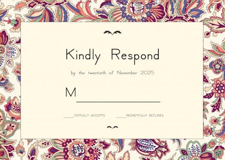 Floral wedding tapestry - rsvp card