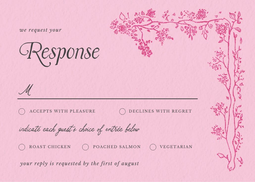 Floreciendo - rsvp card