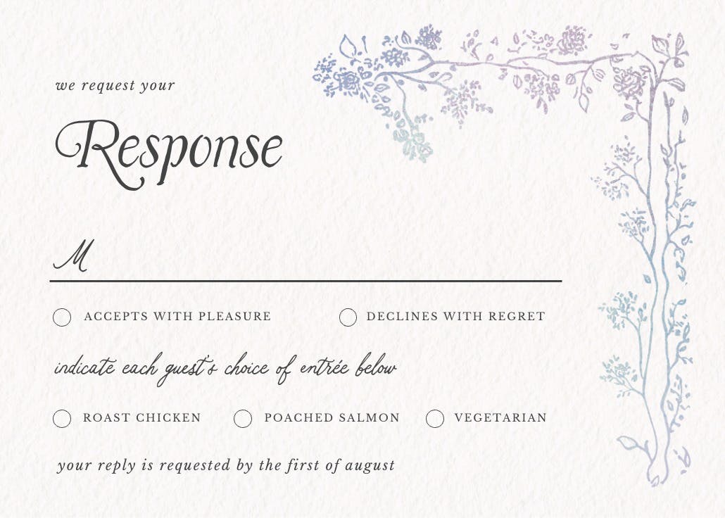Floreciendo - rsvp card