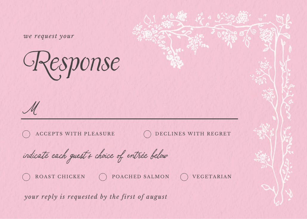 Floreciendo - rsvp card