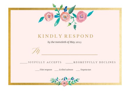 Flower On Gold - RSVP Card Template (Free) | Greetings Island