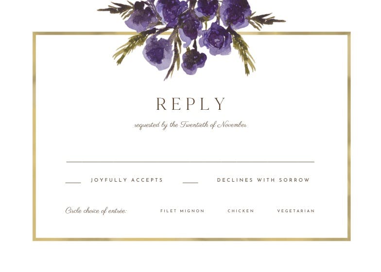 Flowers & frame - tarjeta de confirmación de asistencia a eventos