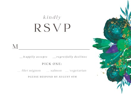 Flowers gold flakes rsvp - rsvp card
