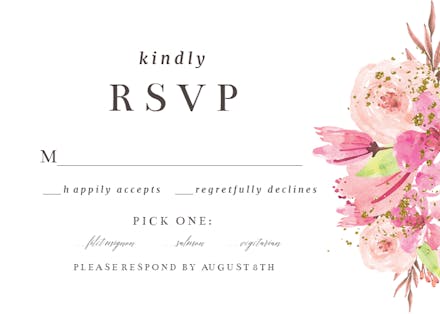 Flowers Gold Flakes RSVP - RSVP Card Template (Free) | Greetings Island