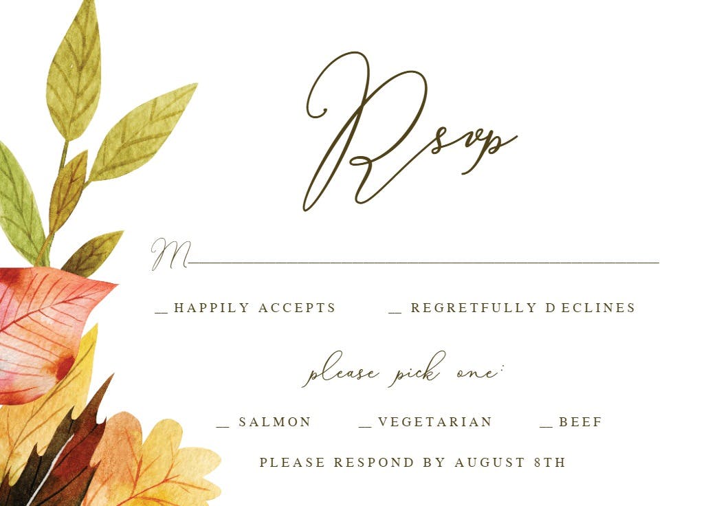 Flowing leaves - rsvp card