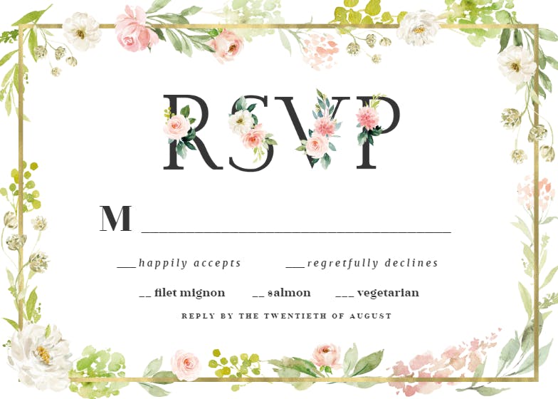 Frame and floral rsvp - rsvp card