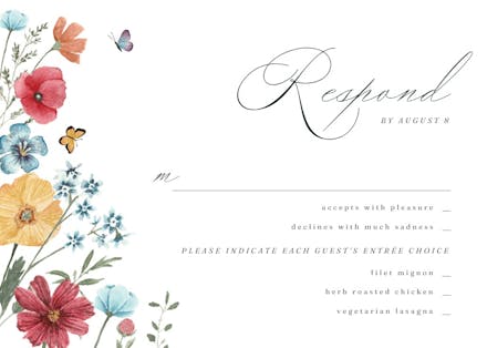 Spring Flowers Wreath - RSVP card Template (Free) | Greetings Island