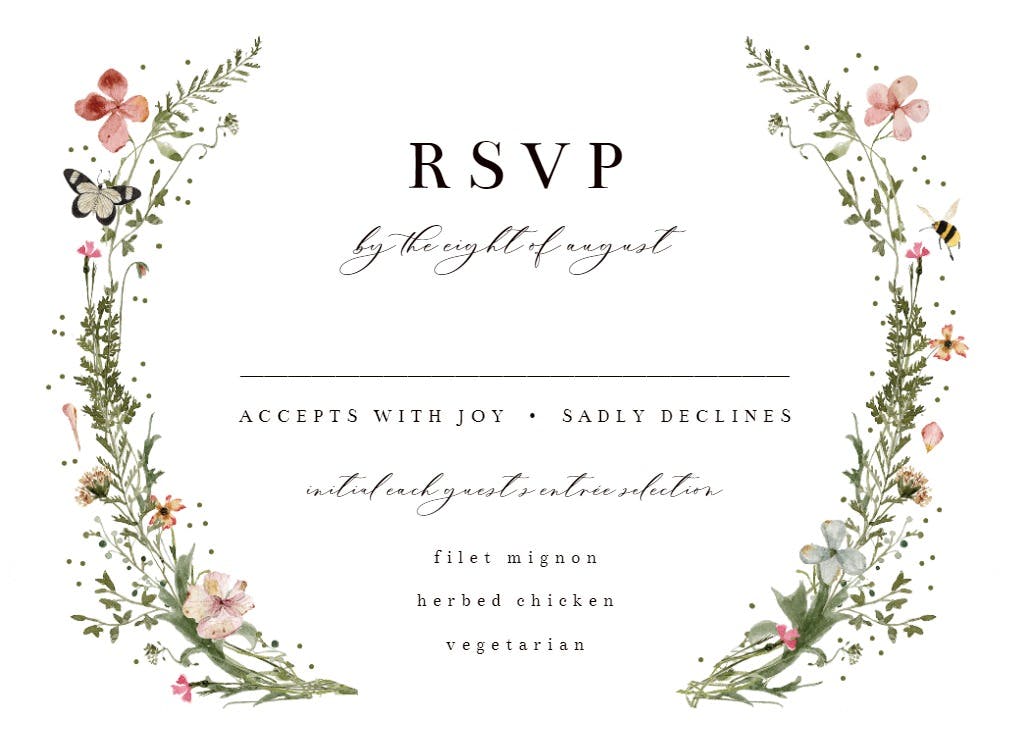 Fresh spring wreath - rsvp card