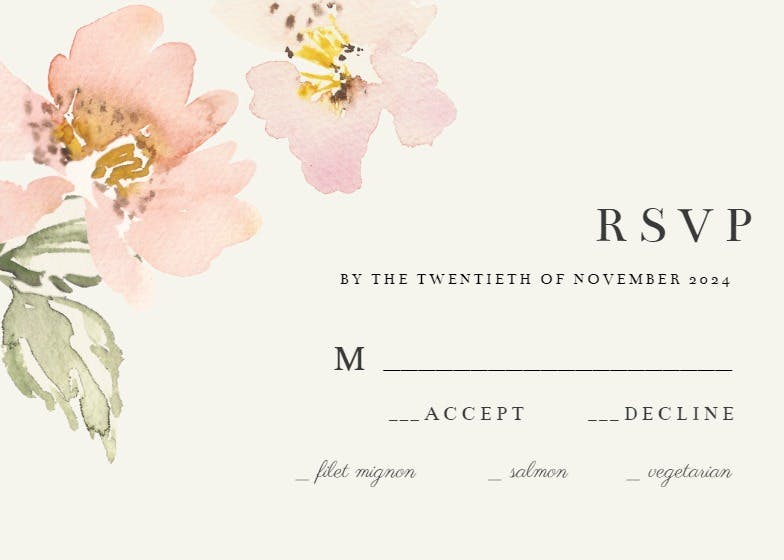 Garden roses - rsvp card