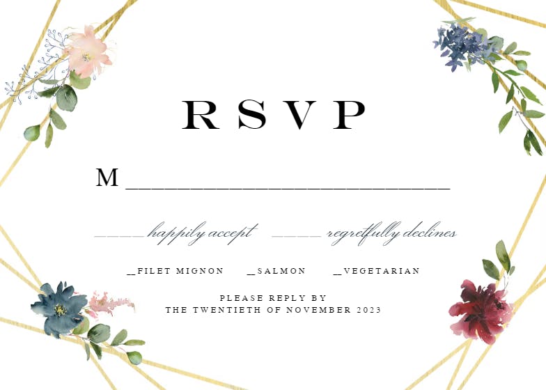 Geometric & Flowers - RSVP Card Template (Free) | Greetings Island