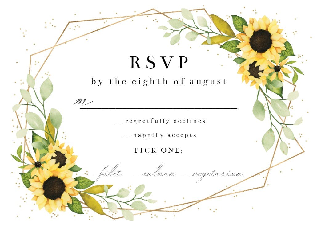 Geometric sunflowers - rsvp card