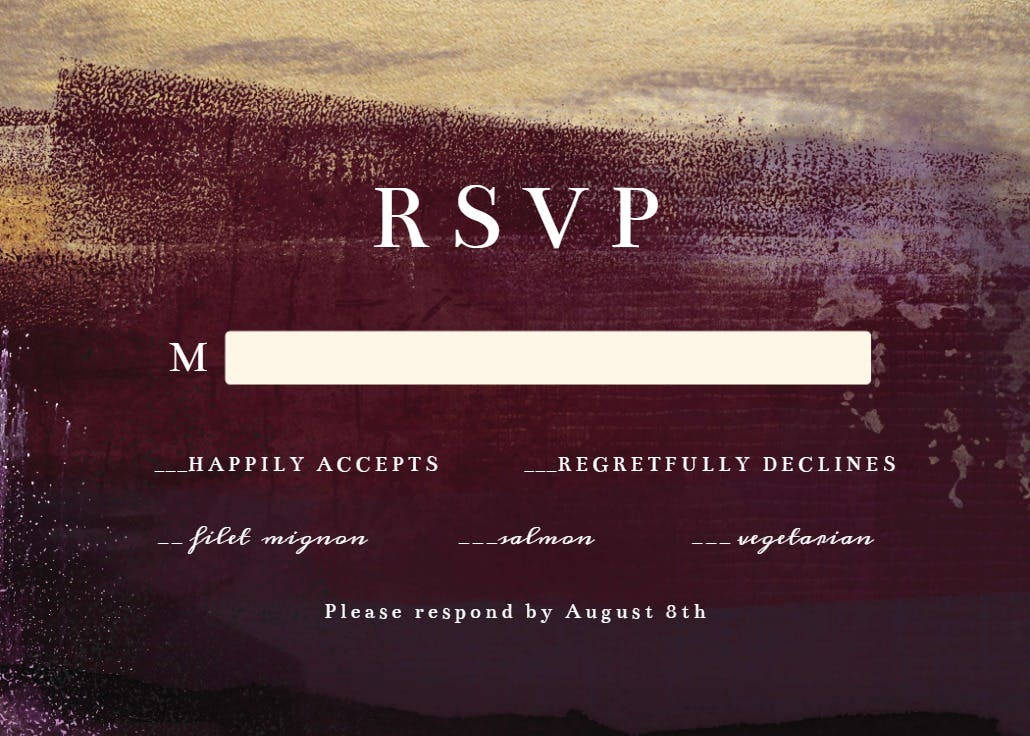 Gilded aubergine - rsvp card